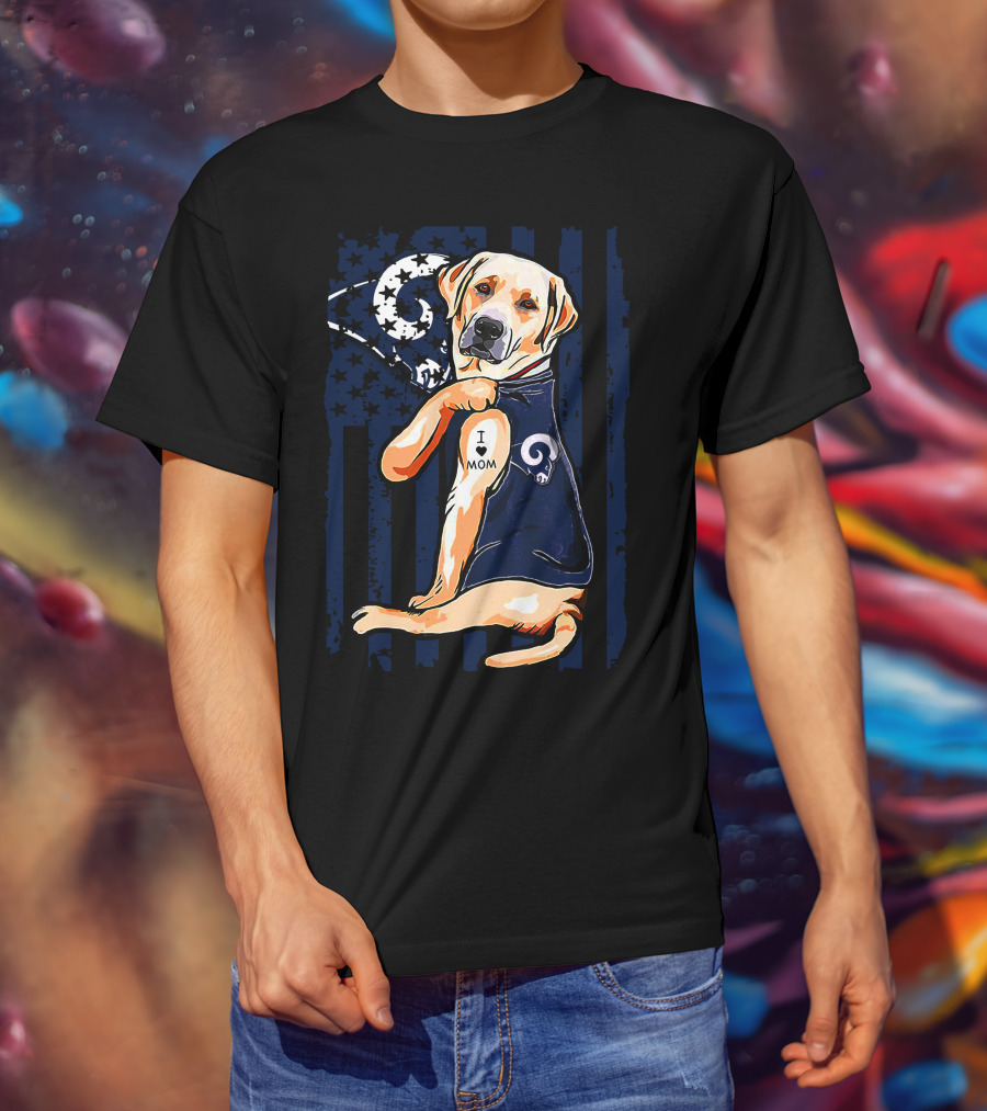 Labrador Retriever I Love Mom Los Angeles Rams Fan T-Shirt