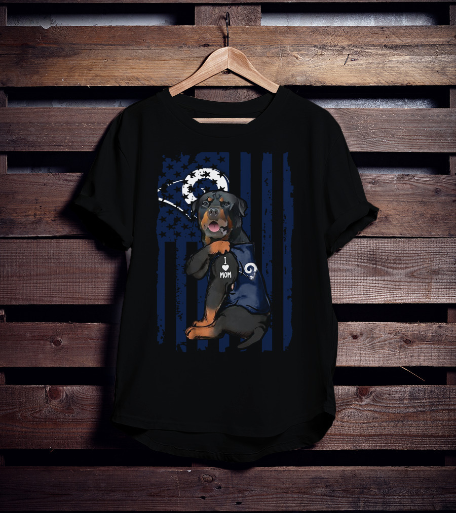 Rottweiler I Love Mom Los Angeles Rams T-Shirt