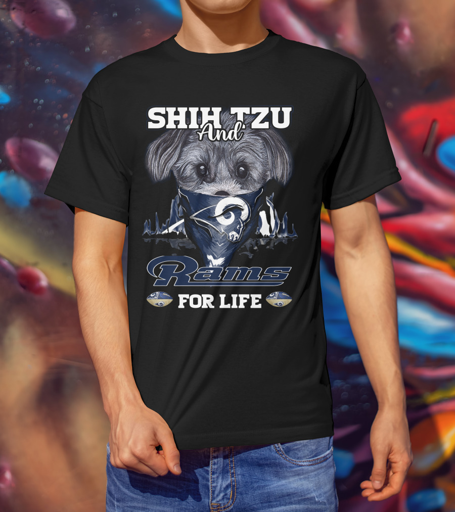 Shih Tzu And Rams For Life T-Shirt