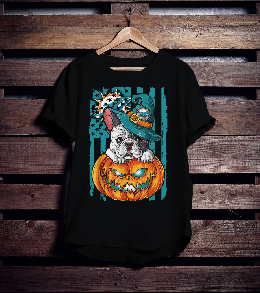 Hlw Bulldog Miami Dolphins Halloween Pumpkin Magic T-Shirt