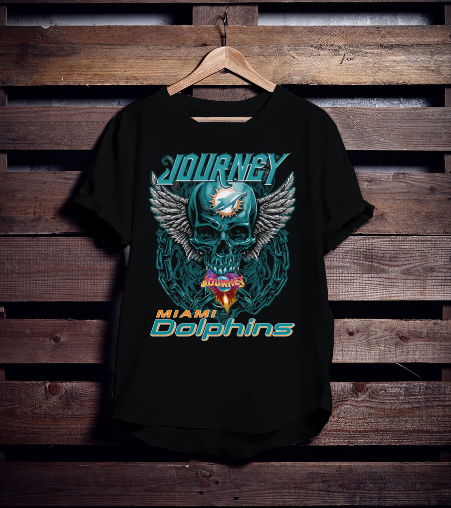 Journey Miami Dolphins Skull Wings T-Shirt