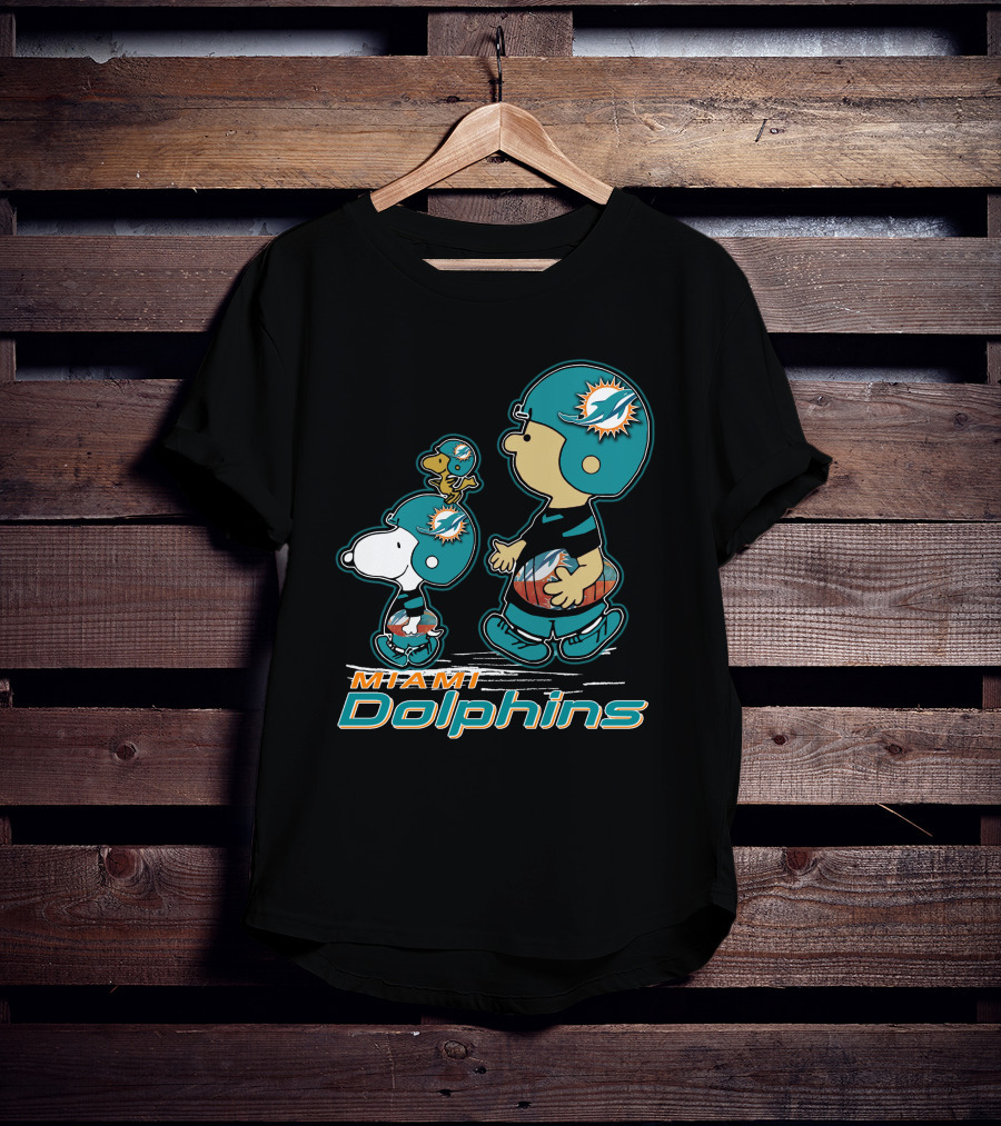 Snpfootball Miami Dolphins Peanuts Characters T-Shirt