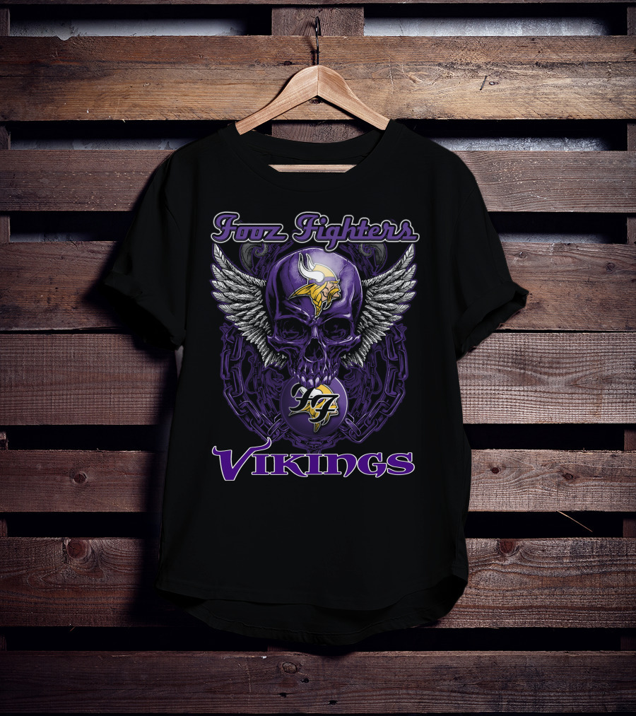 Foo Fighters Minnesota Vikings Skull Winged T-Shirt