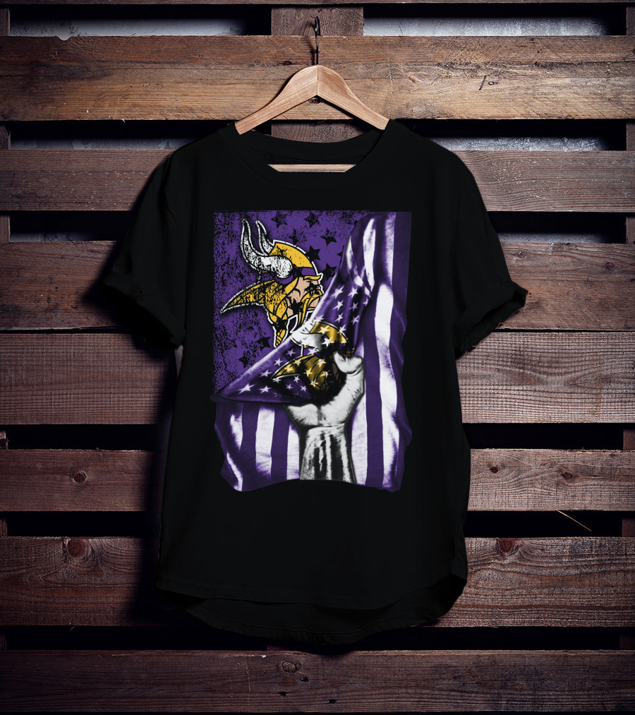 Minnesota Vikings Flag Stars And Stripes Viking T-Shirt