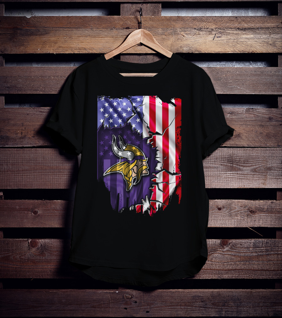 American Flag Minnesota Vikings T-Shirt