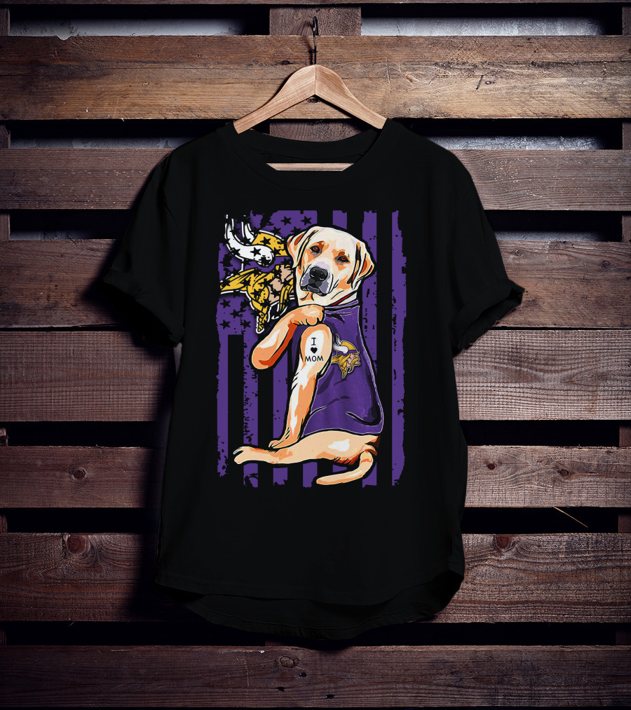 Minnesota Vikings Labrador Retriever I Love Mom T-Shirt
