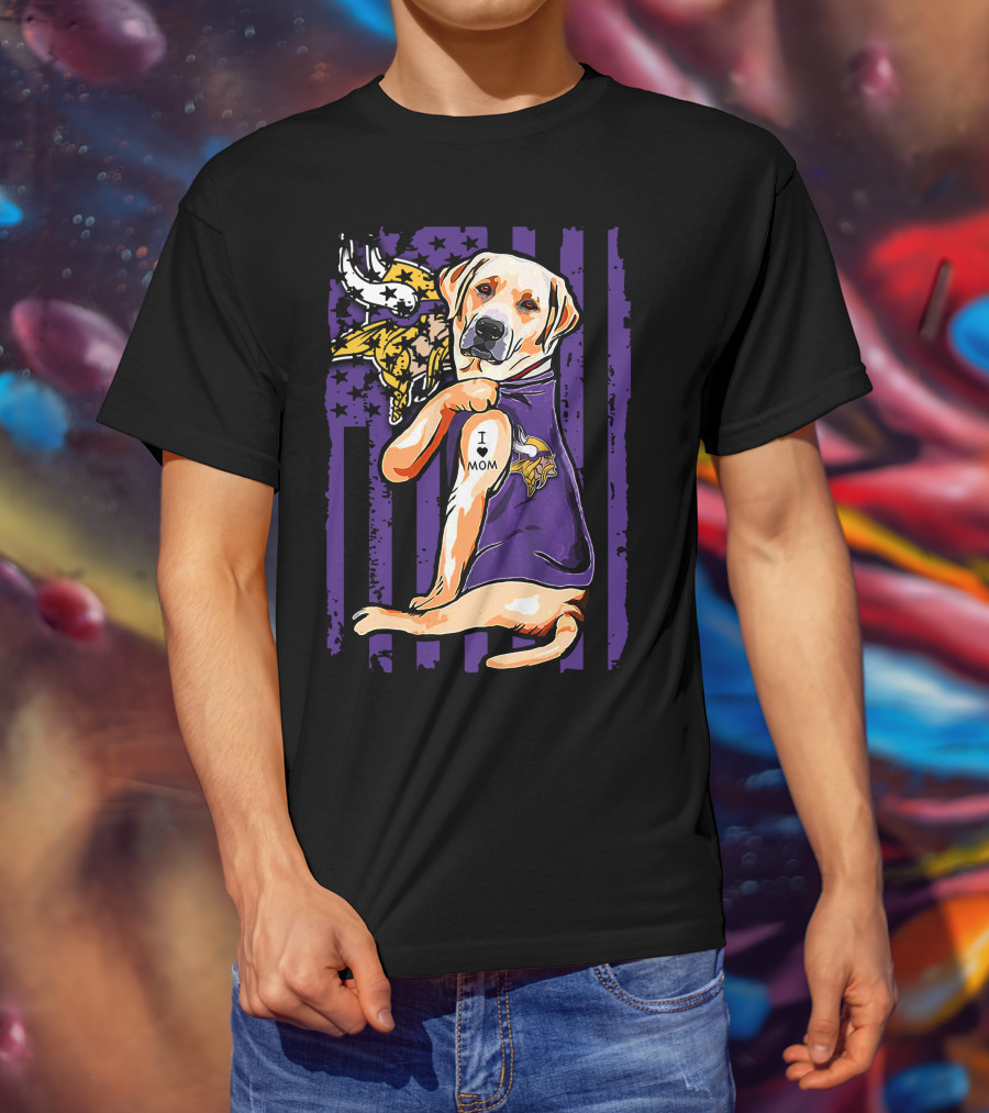 Minnesota Vikings Labrador Retriever I Love Mom T-Shirt