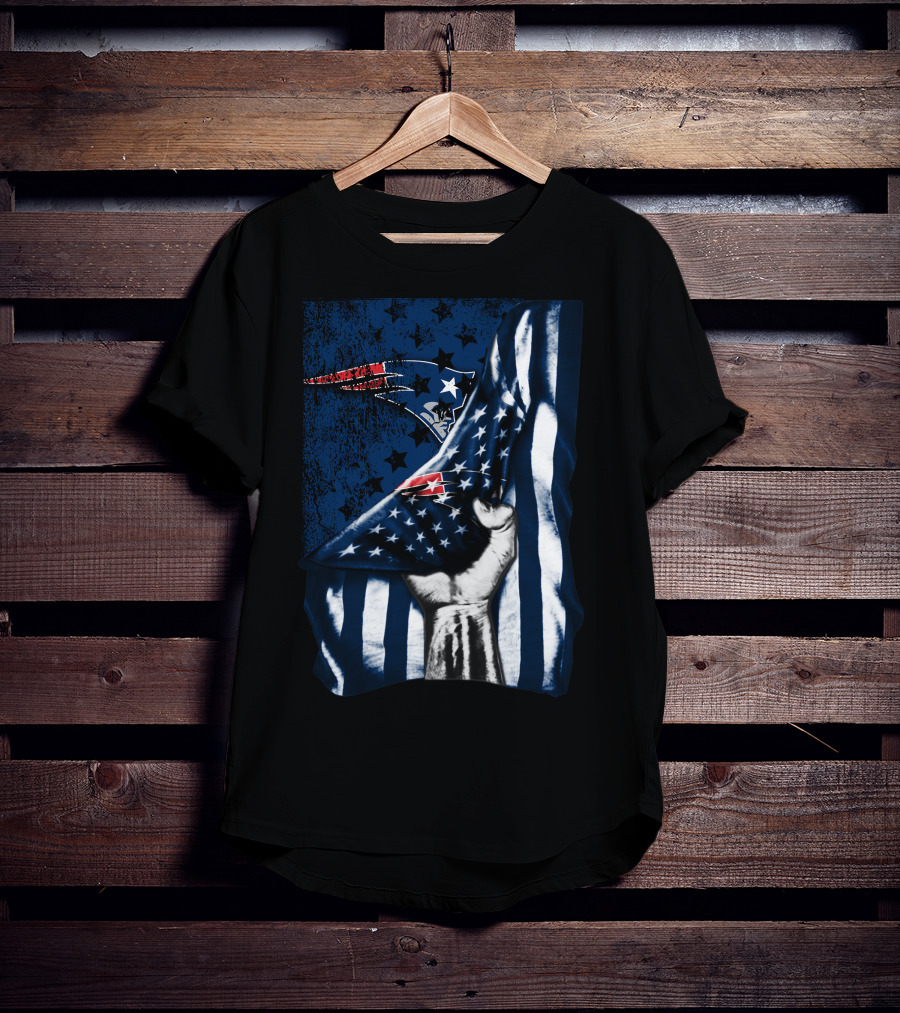 New England Patriots American Flag Hand Stars Stripes T-Shirt