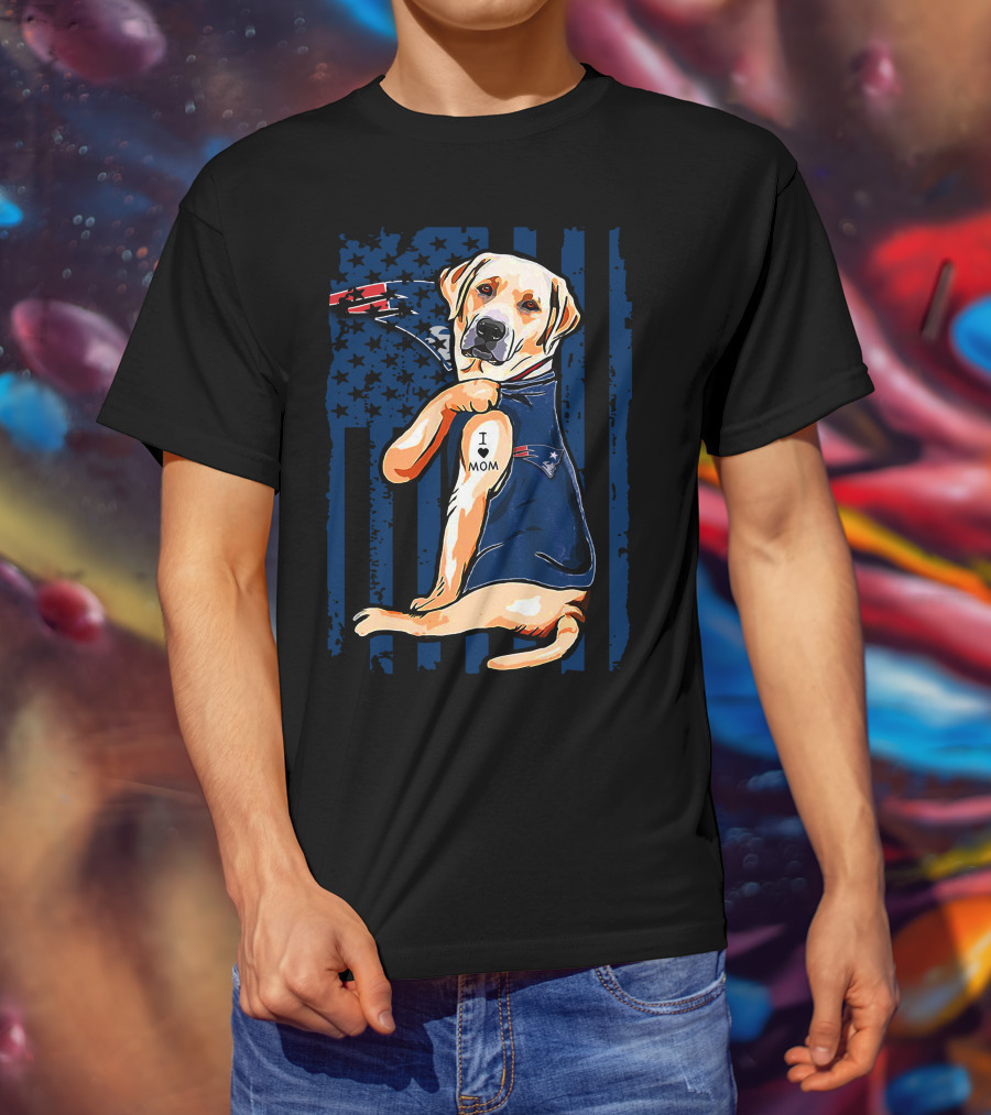 Labrador Retriever I Love Mom New England Patriots T-Shirt