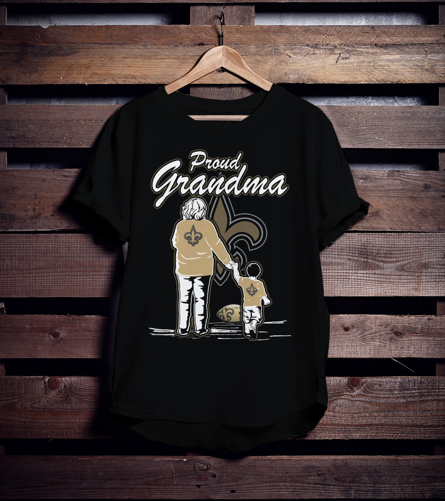 Proud Grandma New Orleans Saints Fleur-de-Lis Family Love T-Shirt