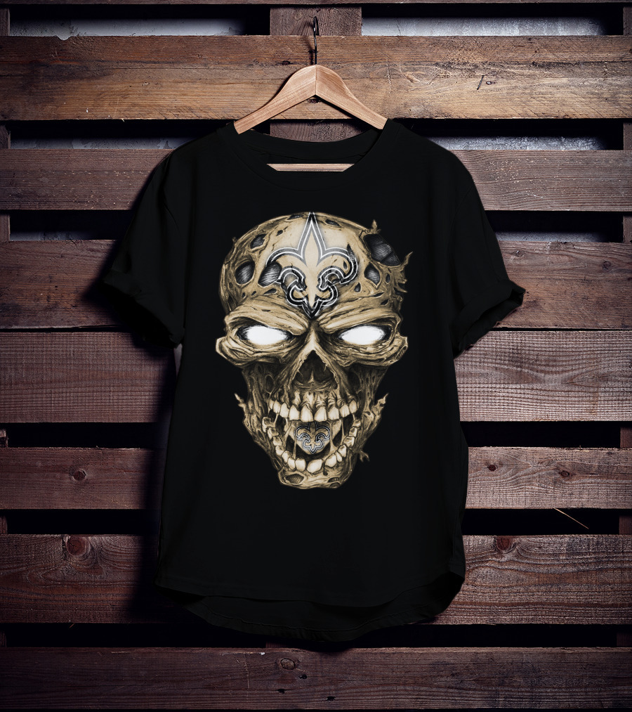 Skull V2 New Orleans Saints Fleur-de-Lis Zombie Head T-Shirt