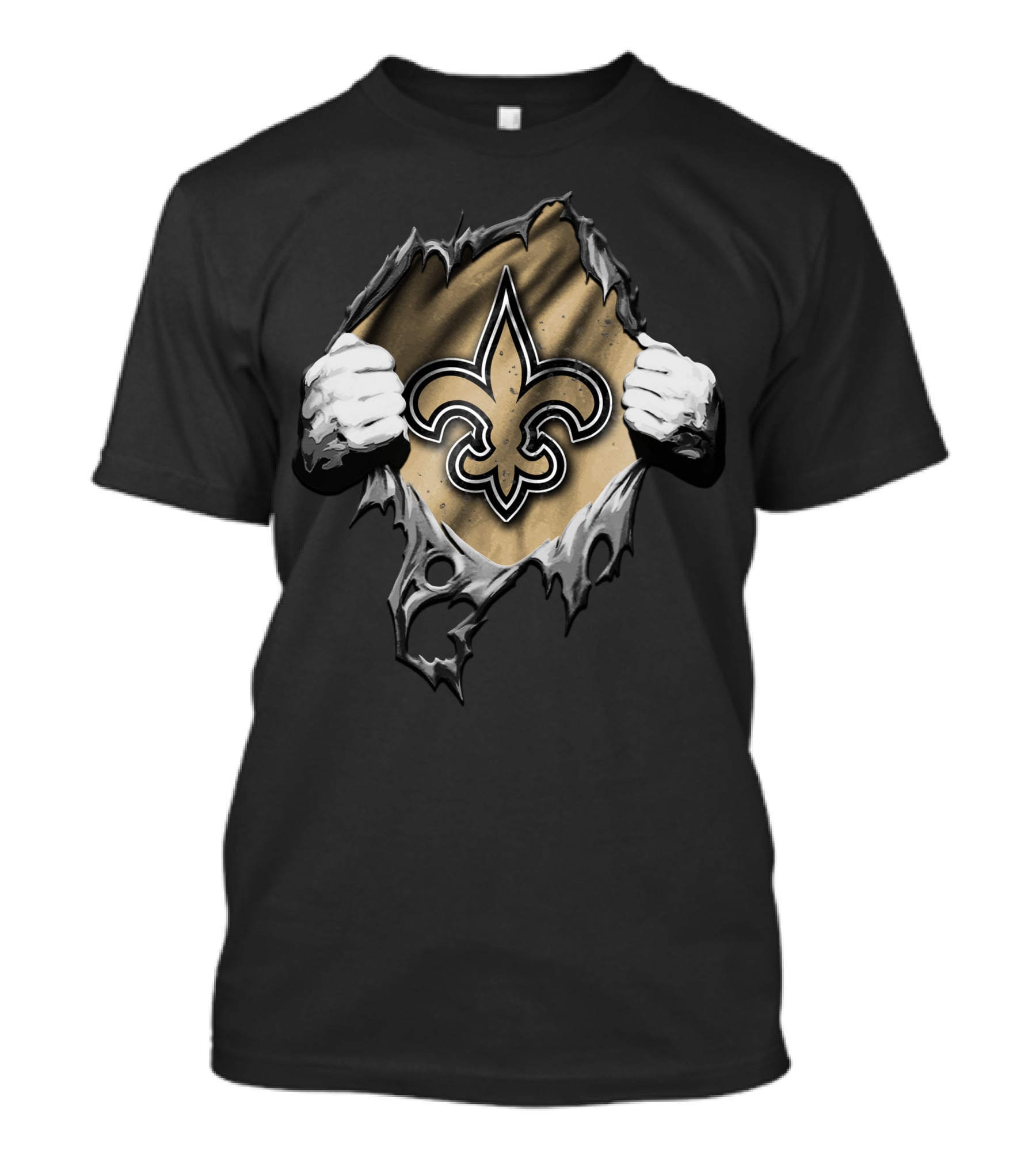 New Orleans Saints Torn Hands Rip Open T-Shirt