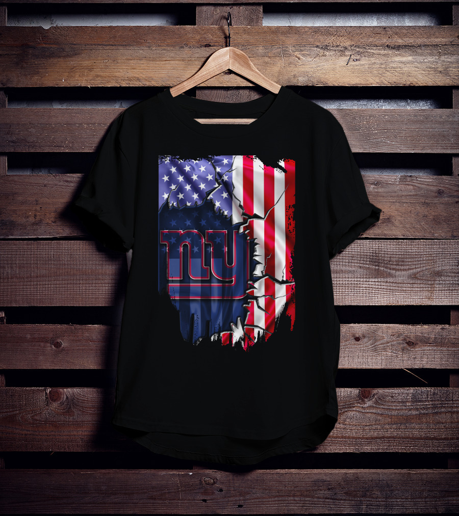 Flag V2 New York Giants American Flag Rip T-Shirt