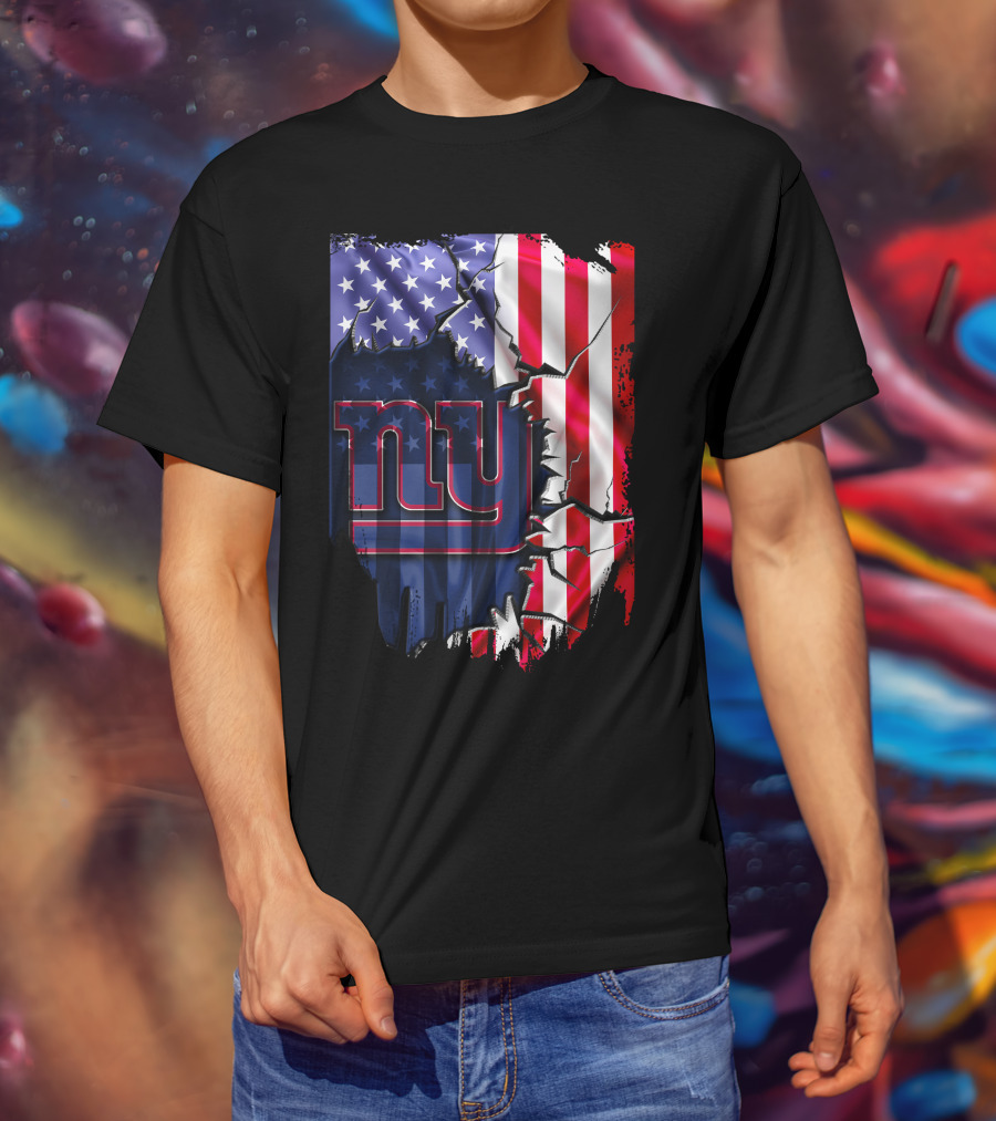 Flag V2 New York Giants American Flag Rip T-Shirt