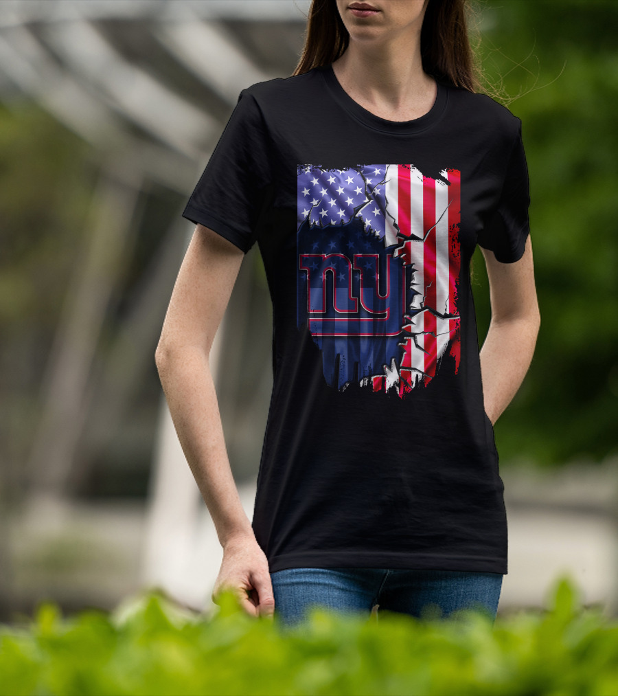 Flag V2 New York Giants American Flag Rip T-Shirt