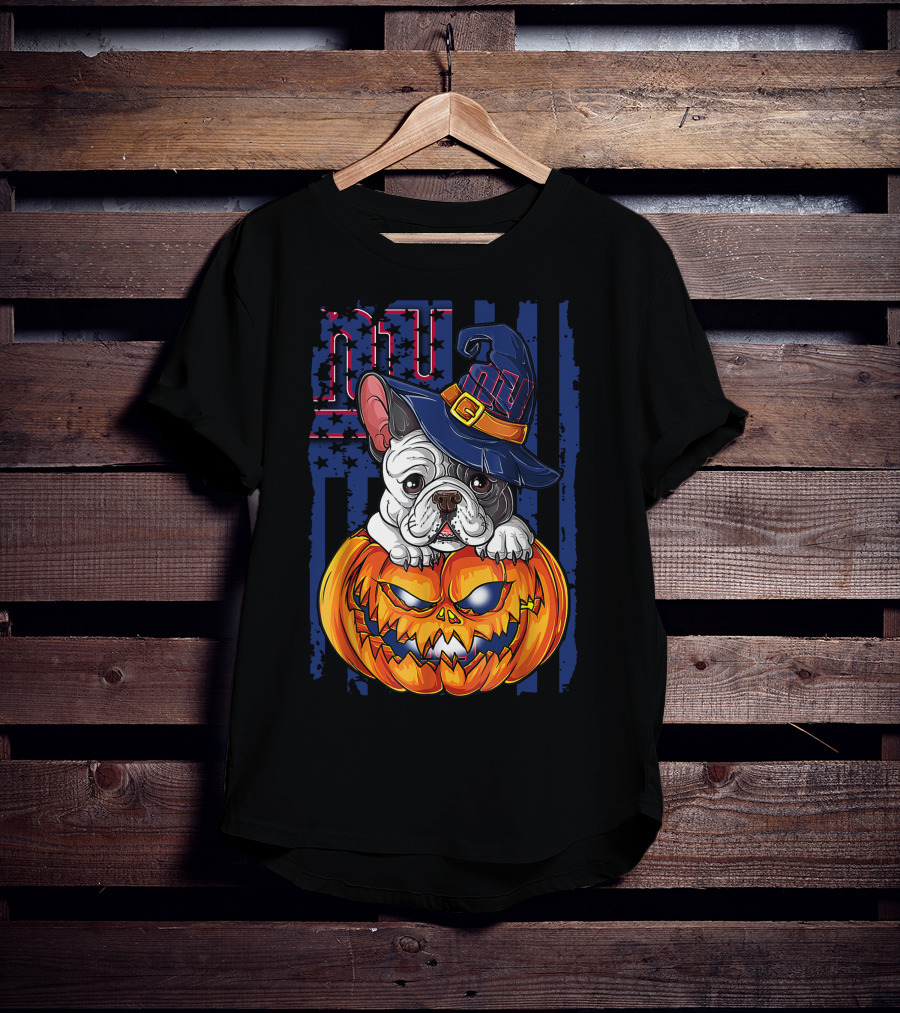 Hlw Bulldog New York Giants Halloween Pumpkin T-Shirt