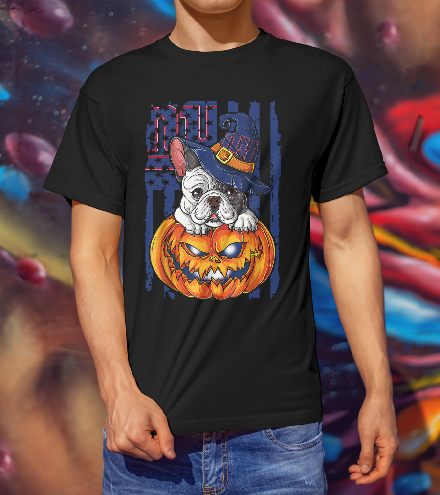 Hlw Bulldog New York Giants Halloween Pumpkin T-Shirt