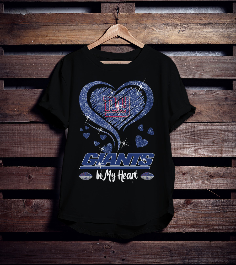 Giants Love Sparkling Heart In My Heart New York Giants T-Shirt