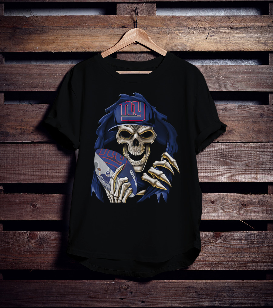 Skullbong New York Giants Skull Football T-Shirt