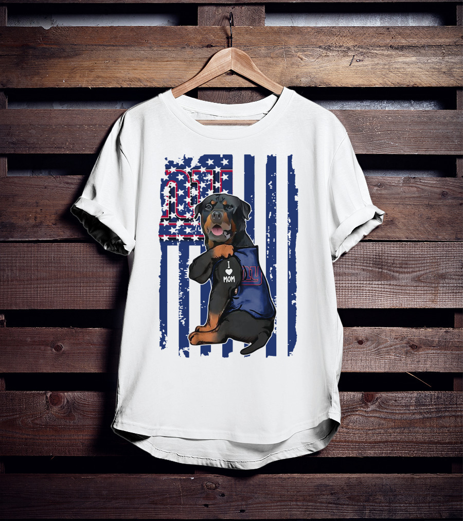 Rottweiler I Love Mom New York Giants Fan T-Shirt