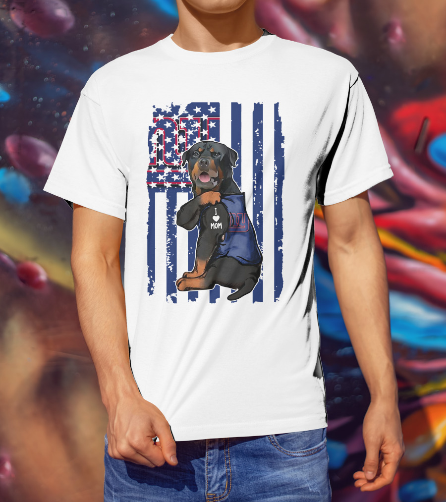 Rottweiler I Love Mom New York Giants Fan T-Shirt