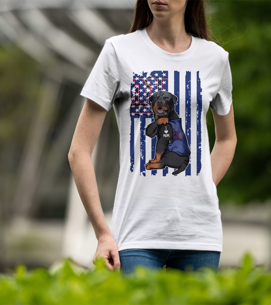 Rottweiler I Love Mom New York Giants Fan T-Shirt
