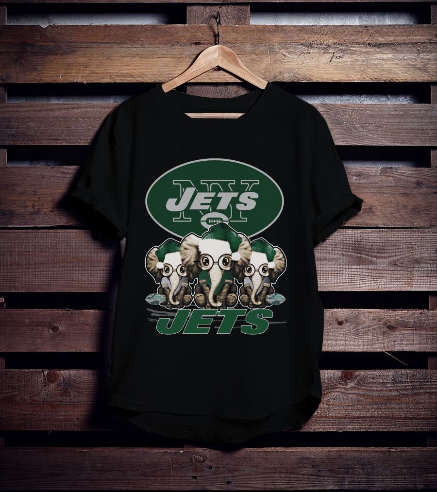 New York Jets Elephan Xmas Jets Football Trio T-Shirt