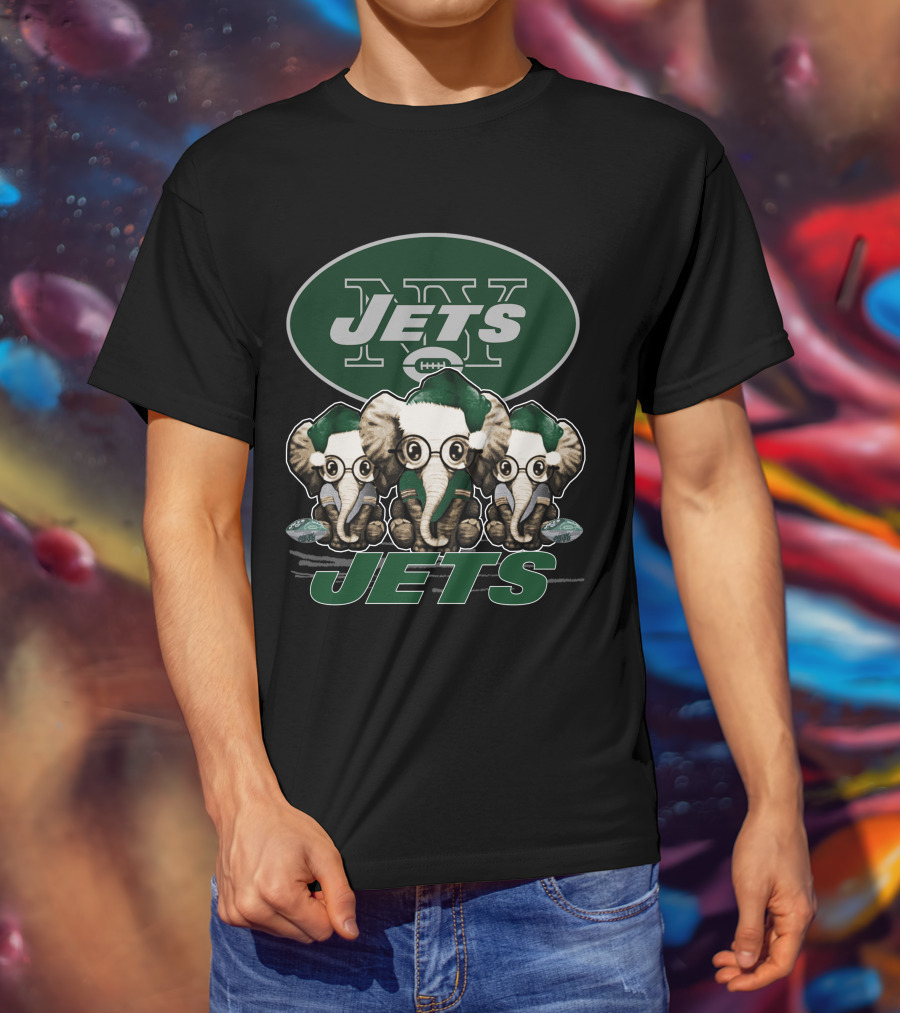 New York Jets Elephan Xmas Jets Football Trio T-Shirt