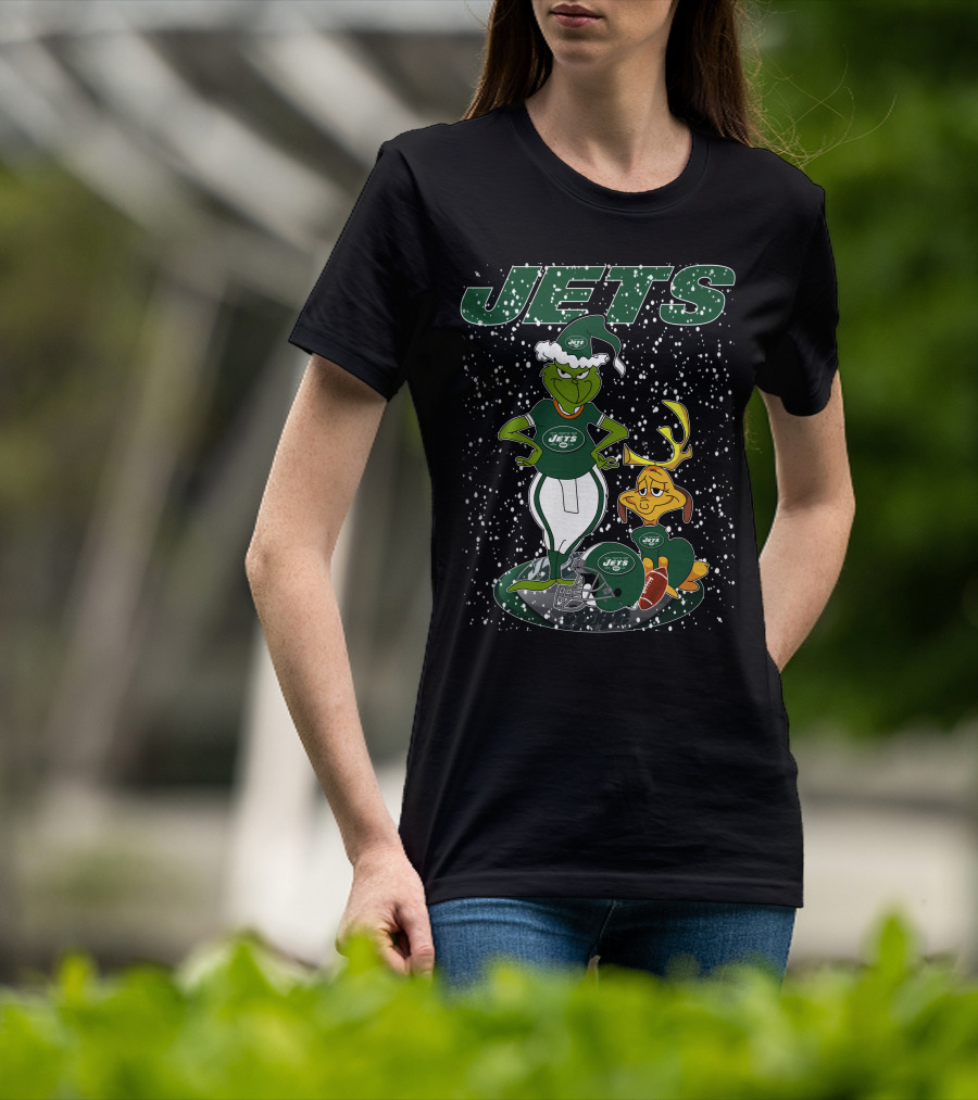 Grinchxmas New York Jets Holiday Football Fun T-Shirt