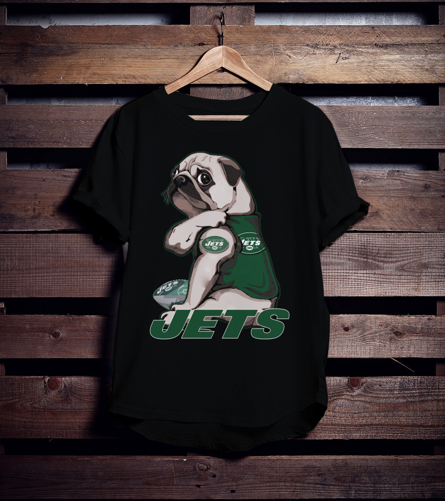 Pug Jets New York Football Fan T-Shirt