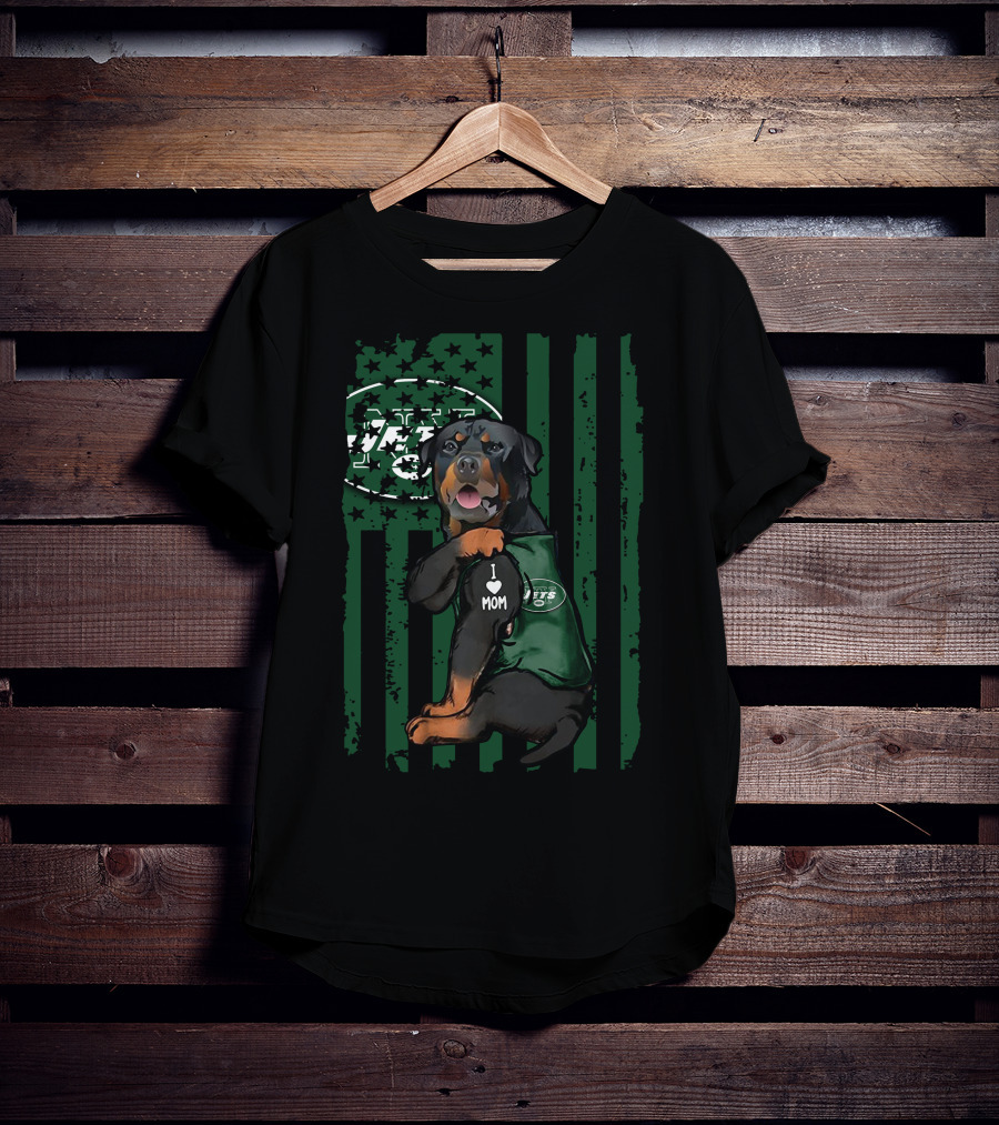 Rottweiler I Love Mom New York Jets Fan Gear T-Shirt