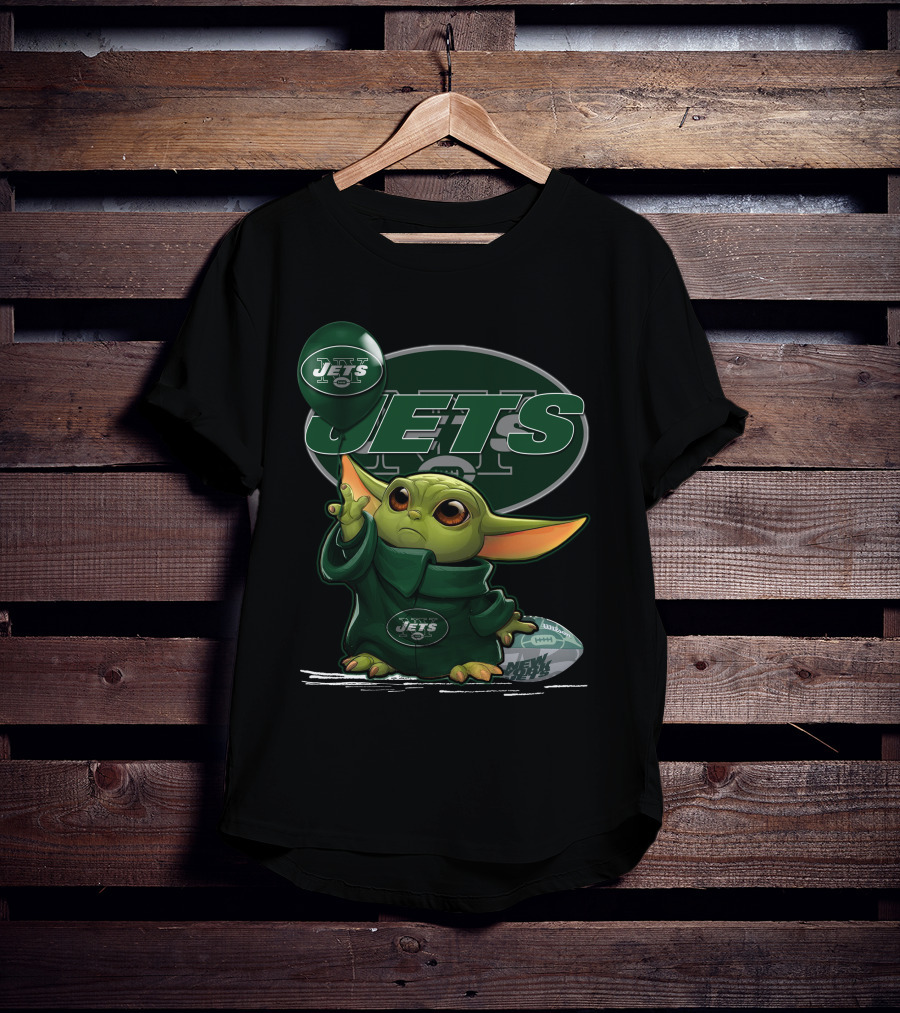 Yoda V1 New York Jets Football Yoda Balancing Jets Logos T-Shirt