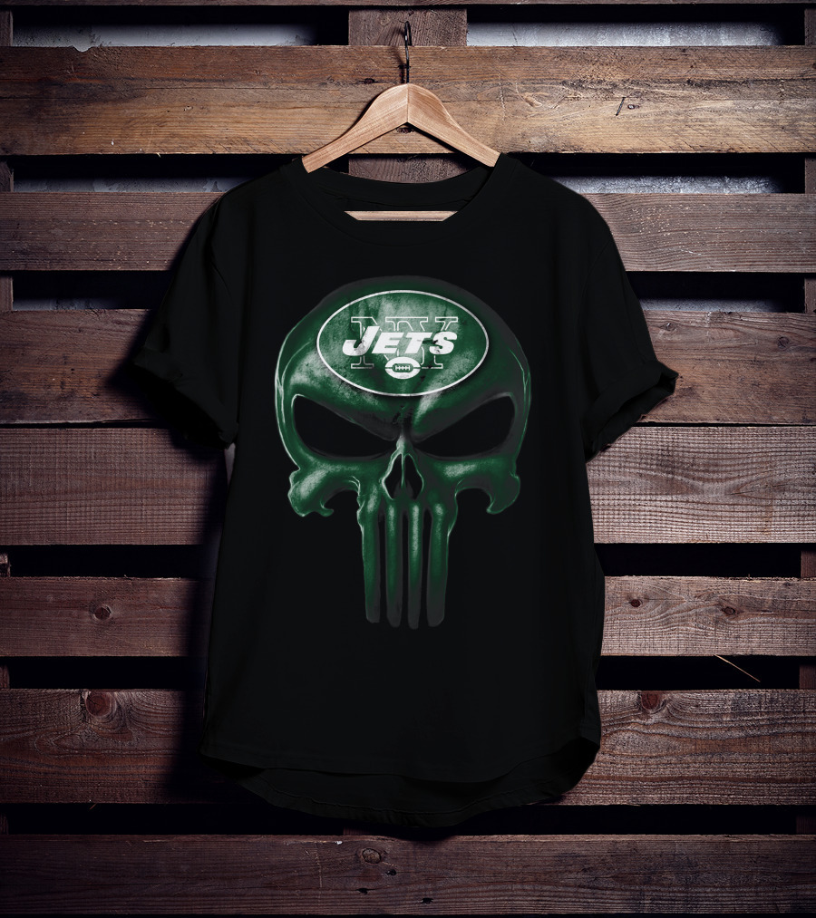Skull V3 New York Jets NFL Logo Fusion T-Shirt