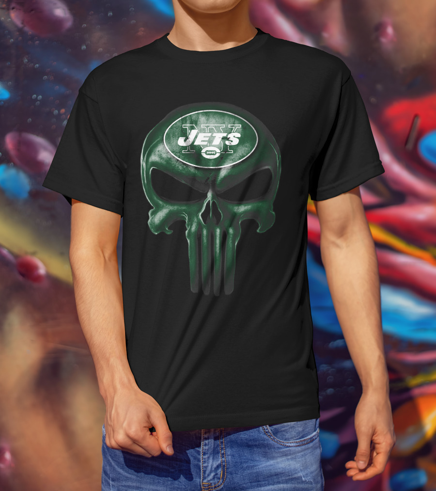 Skull V3 New York Jets NFL Logo Fusion T-Shirt