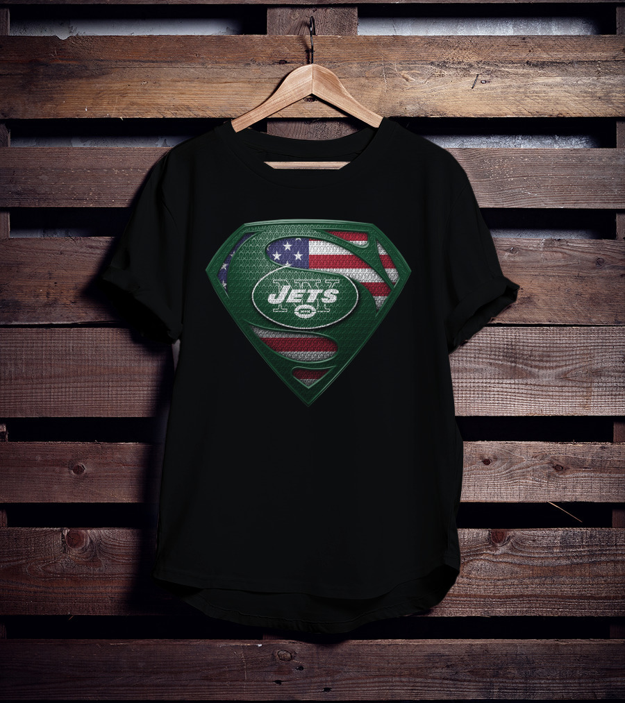 New York Jets American Flag Superman T-Shirt