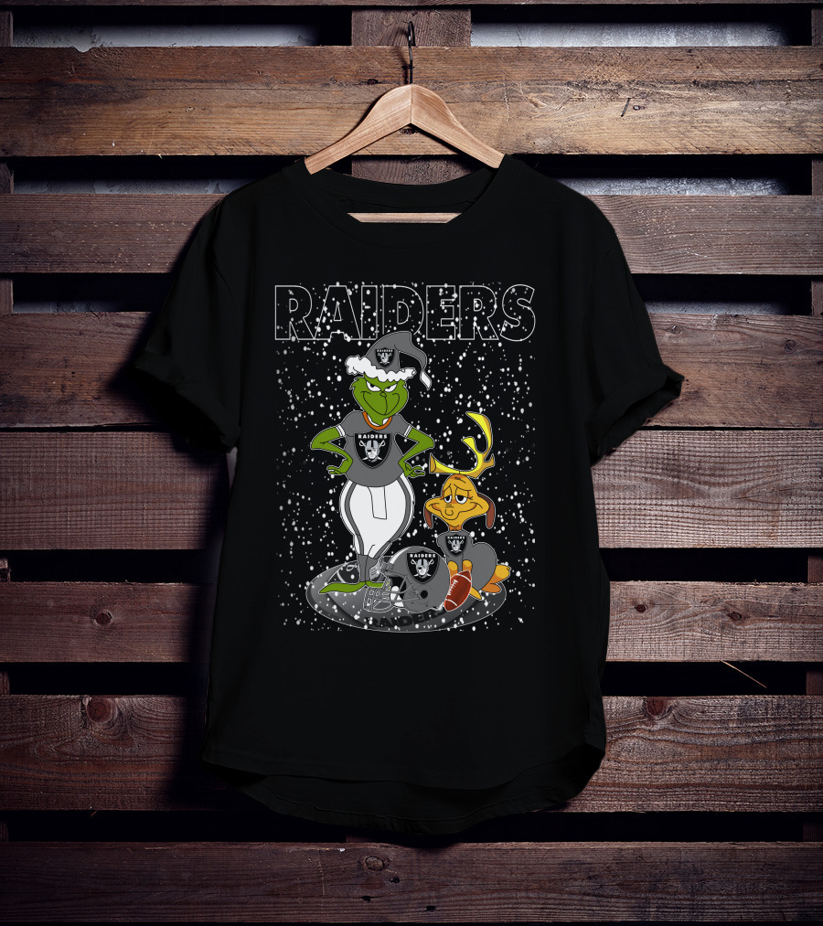 Grinchxmas Raiders Christmas Grinch With Raiders Logo Snowflakes T-Shirt