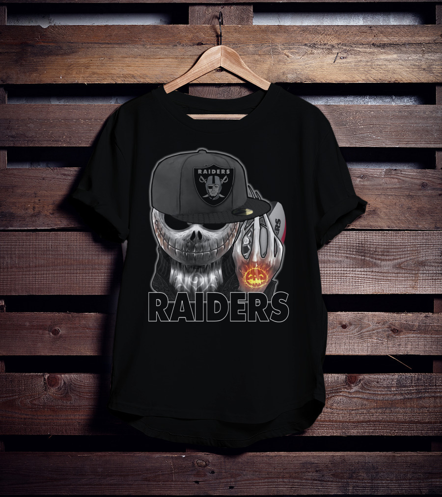 Jackskull Raiders Halloween Skull Holding Pumpkin T-Shirt