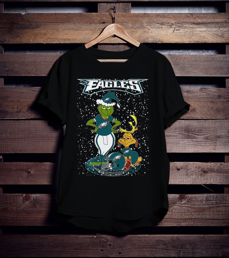 Philadelphia Eagles Grinch Christmas Football Fan Gear T-Shirt