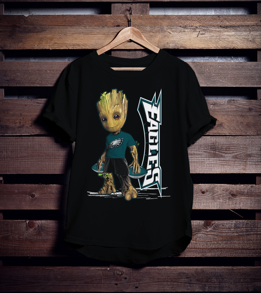 Groot Philadelphia Eagles Football Team Fan Character NFL T-Shirt