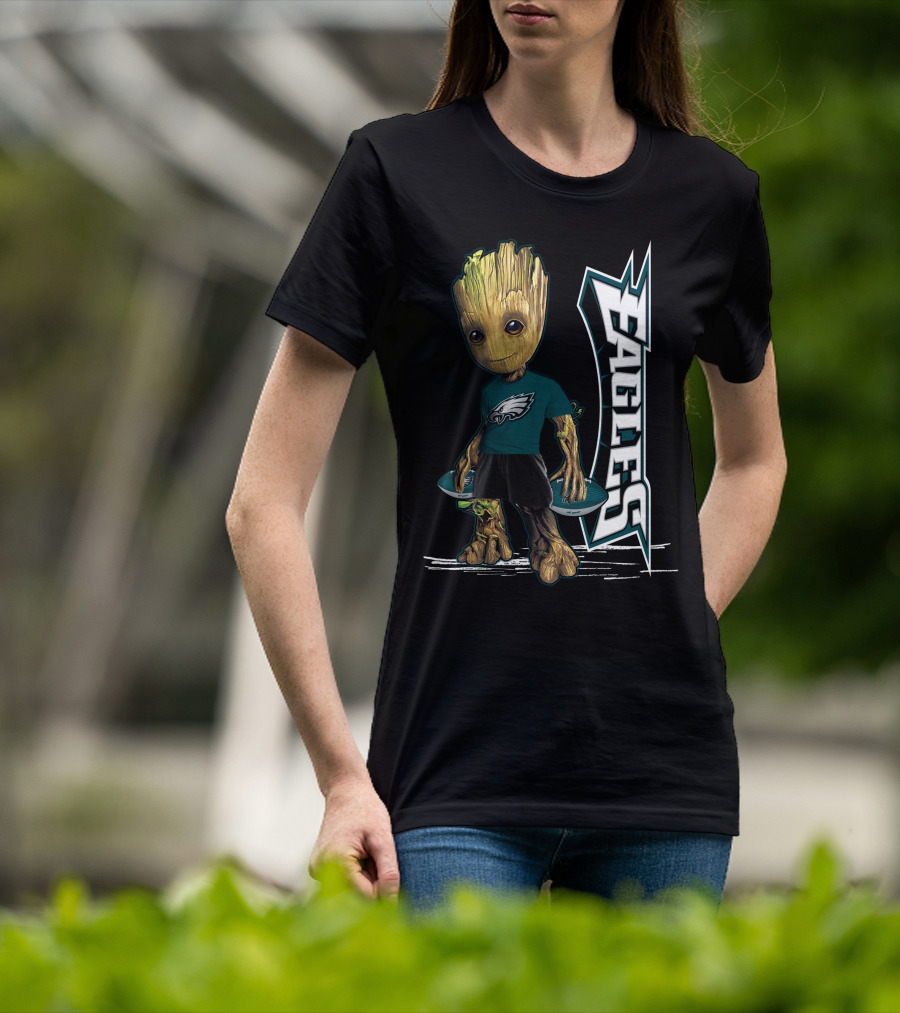 Groot Philadelphia Eagles Football Team Fan Character NFL T-Shirt