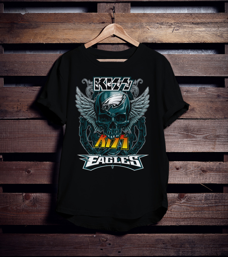Kiss Eagles Philadelphia Skull Wing T-Shirt