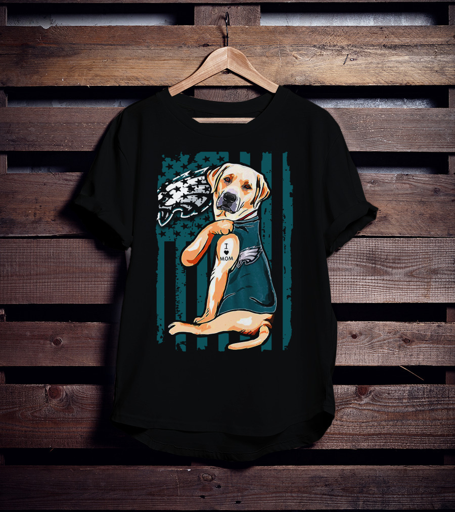 Philadelphia Eagles Labrador Retriever I Love Mom Tattoo T-Shirt