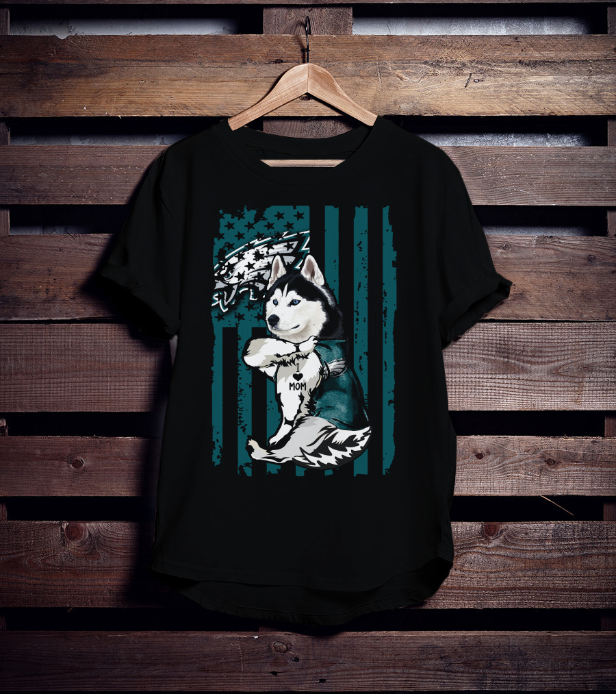 Philadelphia Eagles Siberian Husky Mom T-Shirt
