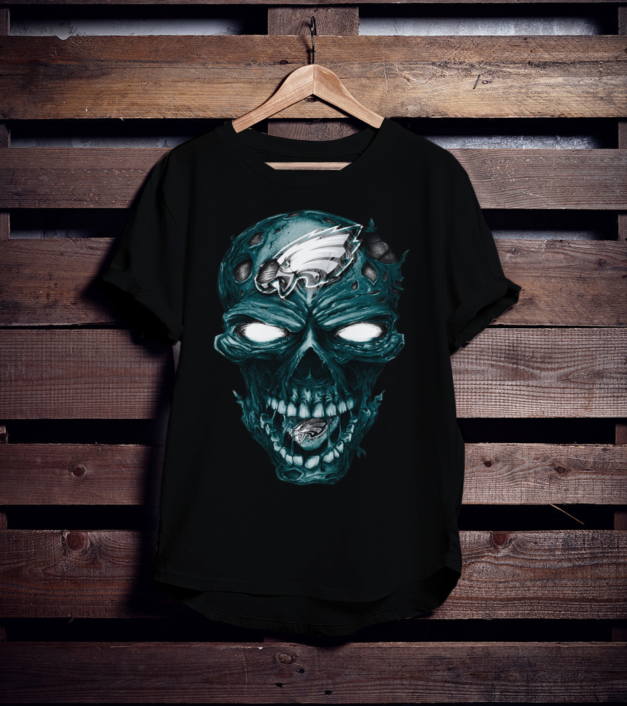 Skull V2 Philadelphia Eagles Zombie Face T-Shirt