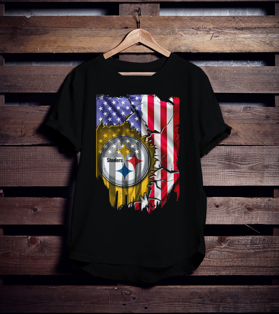 USA Flag Pittsburgh Steelers Logo V2 T-Shirt