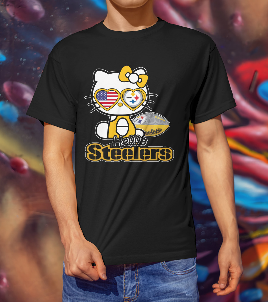 Hello Steelers Hello Kitty Pittsburgh Football T-Shirt