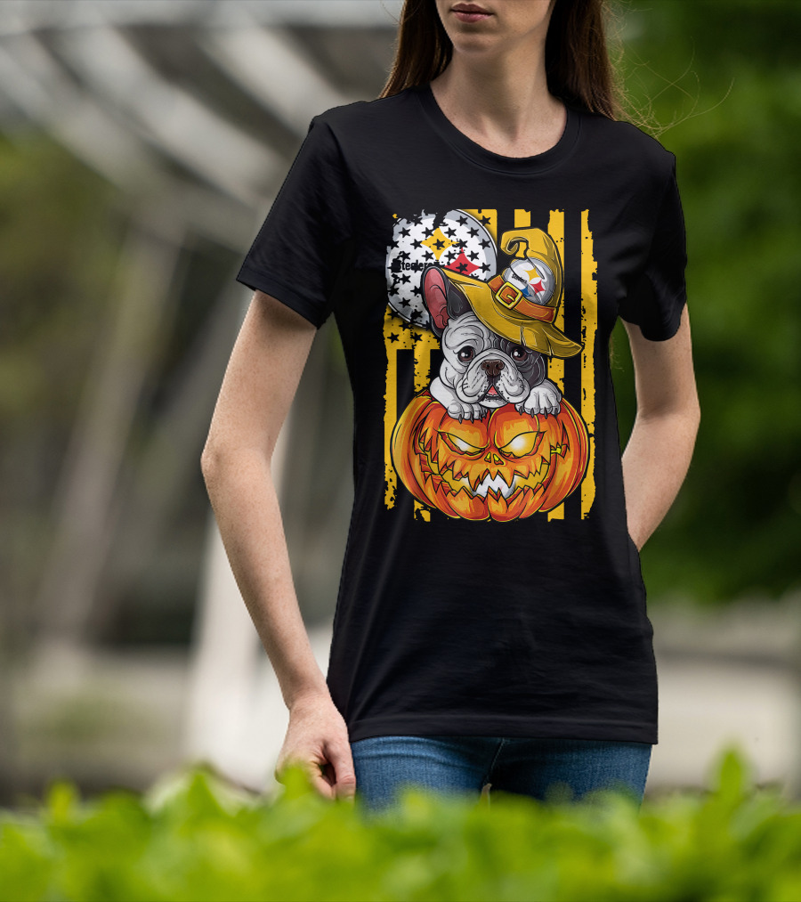 Steelers Bulldog Halloween Pumpkin Pittsburgh T-Shirt