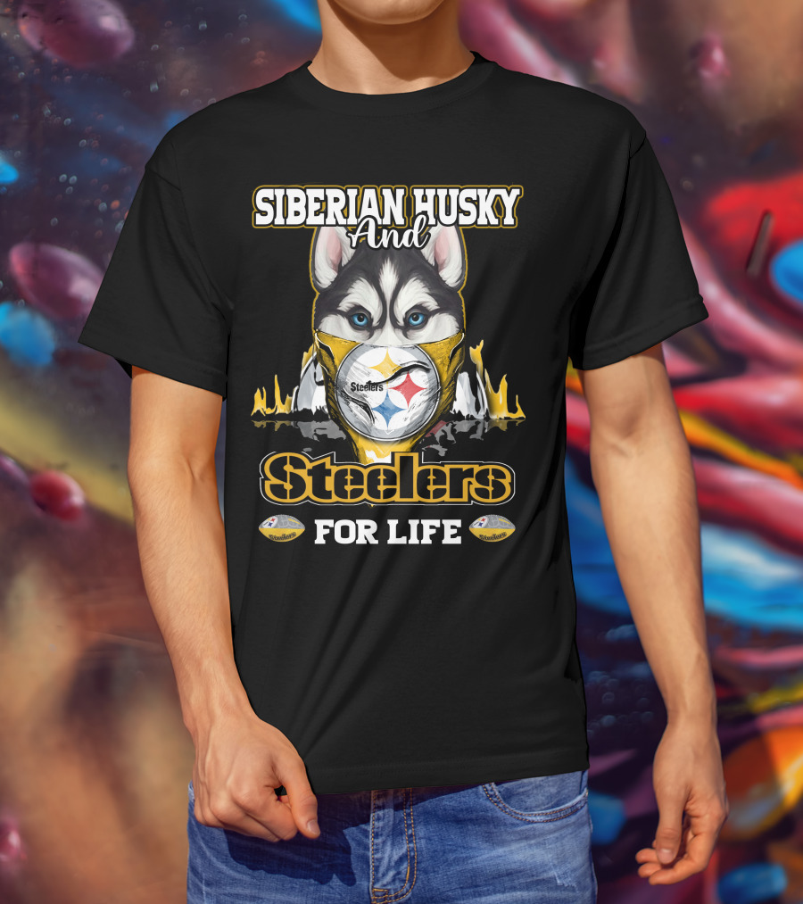 Siberian Husky And Steelers For Life T-Shirt