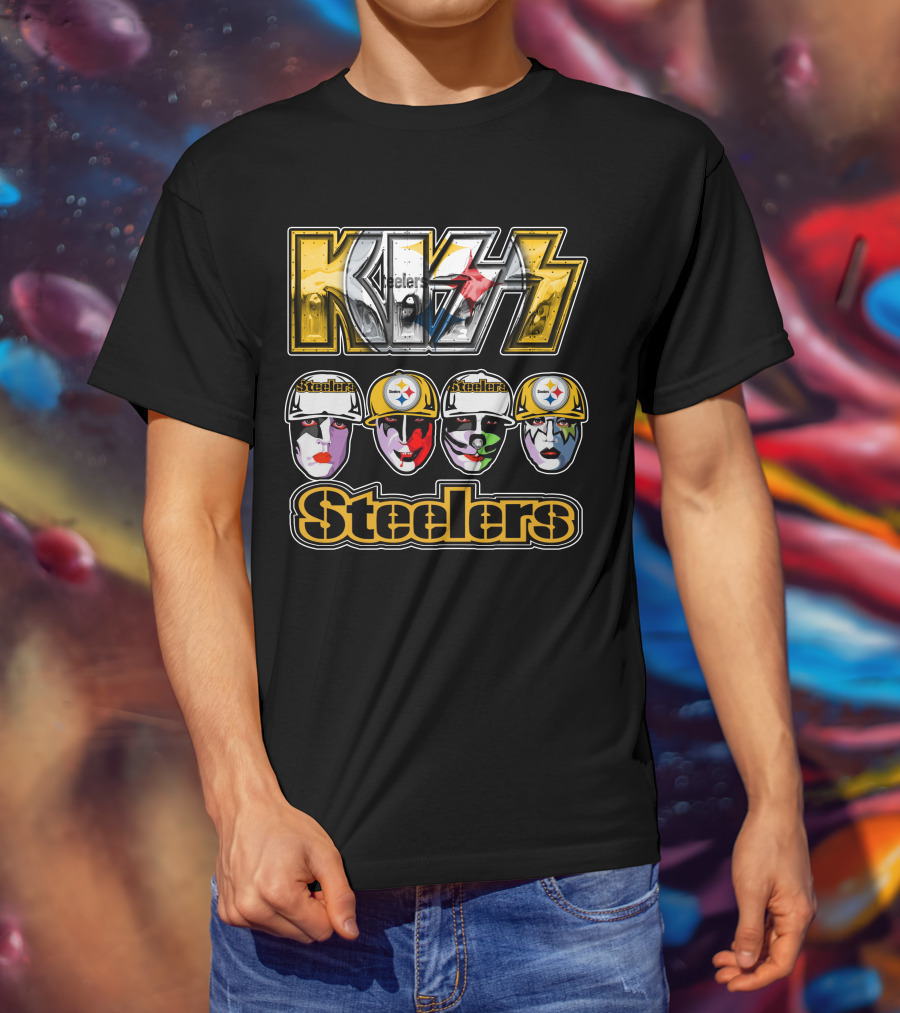 Kiss Steelers Pittsburgh Faces In Helmets T-Shirt
