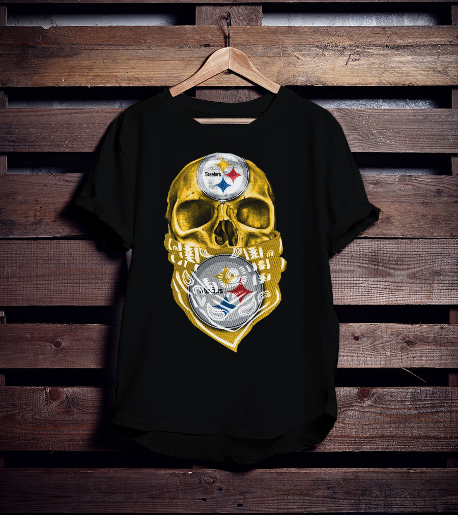 Skull V5 Steelers Bandana Logo Football Fan Gear T-Shirt